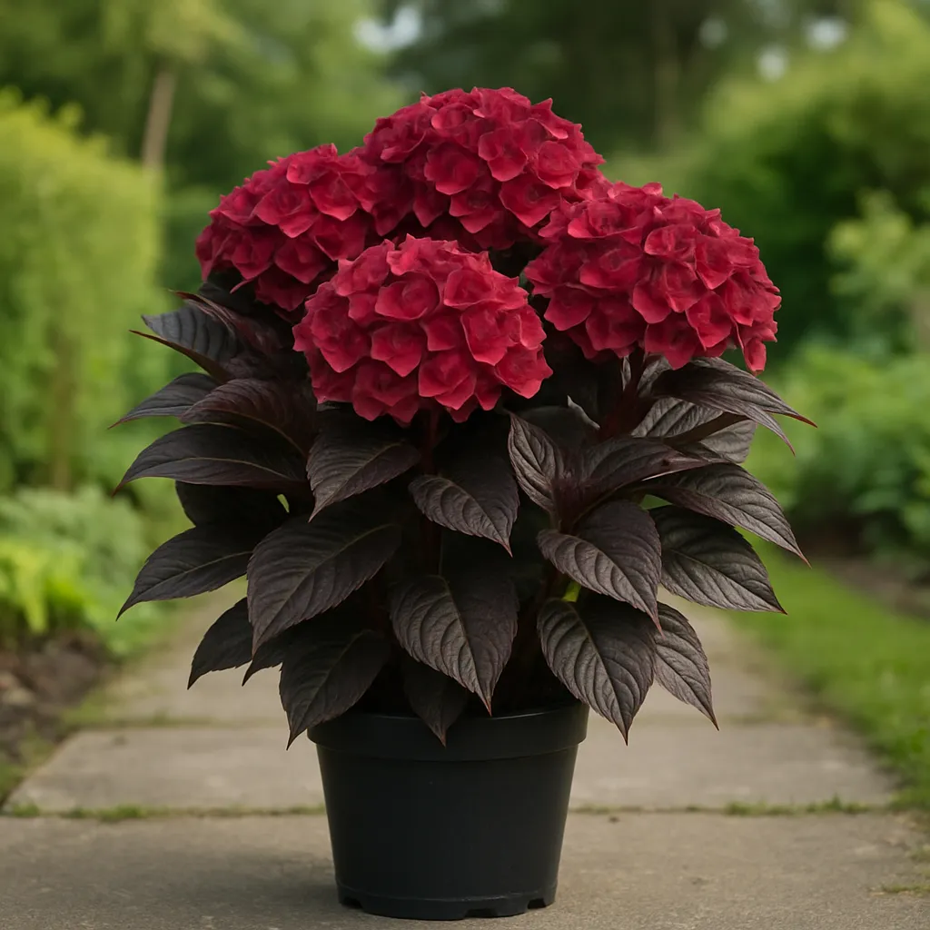 Hydrangea macrophylla 'Eclipse Red''