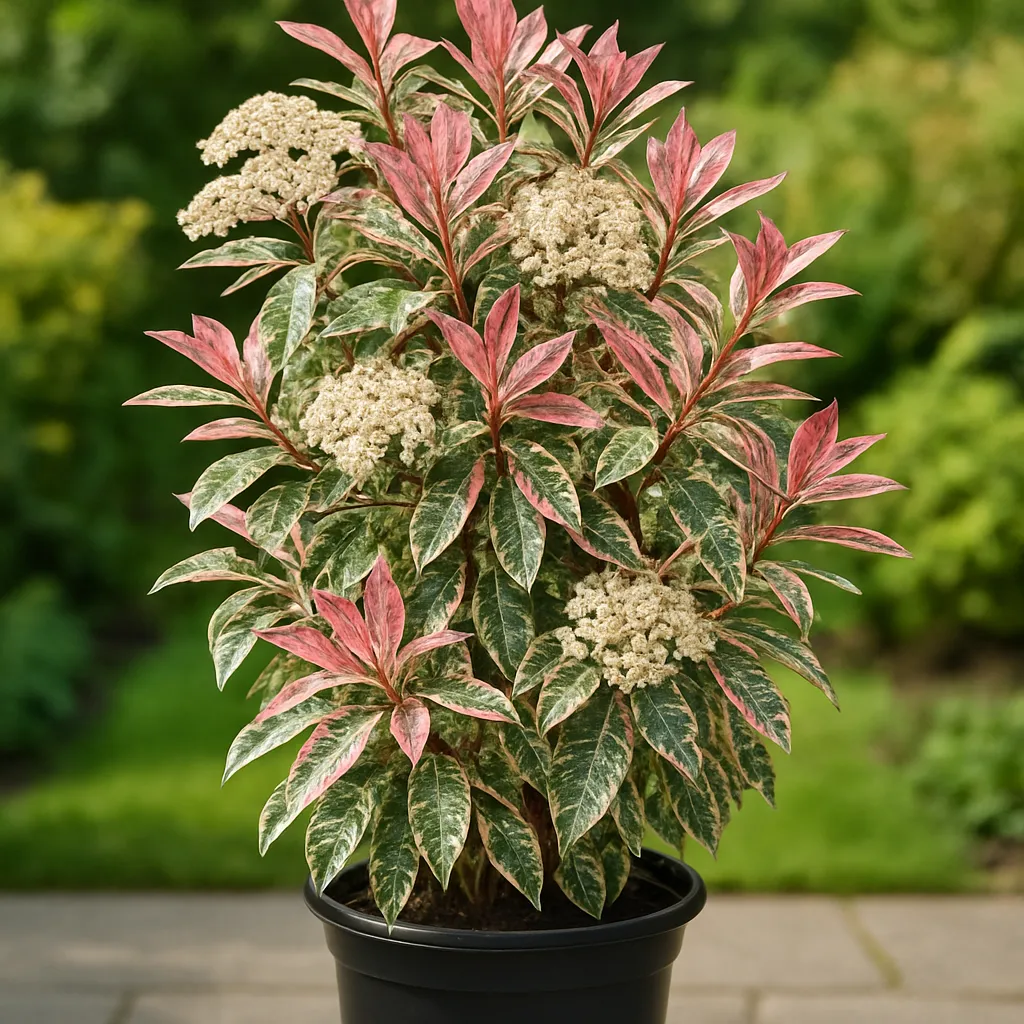 Photinia serratifolia 'Pink Crispy'
